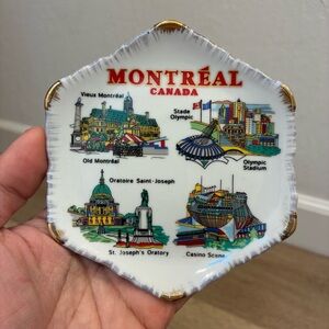 Vintage Montreal Canada Decorative Souvenir Plate Old Montreal Olympic Stadium